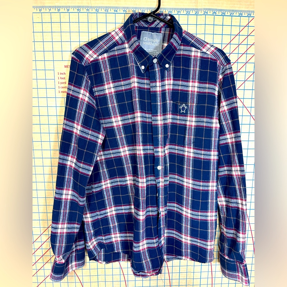 Simply Southern Flannel Shirt Men’s Large Long Sleeve Button Up Plaid